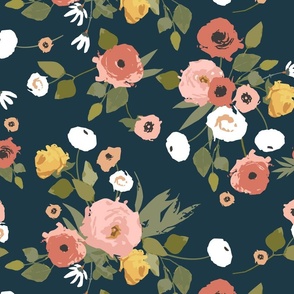Victorian Floral Navy - Large