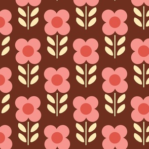 Jumbo Retro Daisy in Pink and Brown
