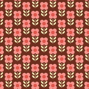Retro Daisy in Pink and Brown