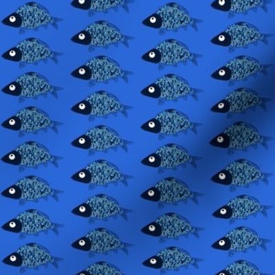  Silly Fish  - Navy Body, Blue Background