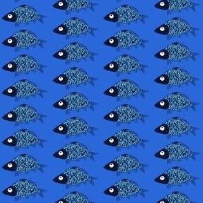  Silly Fish  - Navy Body, Blue Background