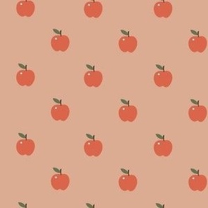 tiny Red Apples Boho Retro on neutral brown