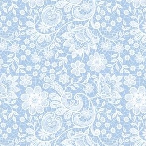 Old Irish lace white on blue