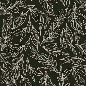 Flowy Leaves Deep Green - Large