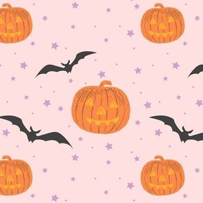 Cute Pumpkins and Bats Halloween Pattern