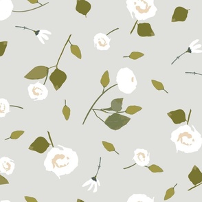 White Floral Neutral - Large