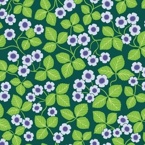 Cinquefoil flowers - Medium Scale - Emerald green and purple - Floral Flowers