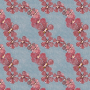 Blossom Red on Light Blue Pink Texture Charcoal 