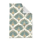 Peacock scallop in aqua blue - Damask