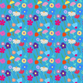 Busy pattern flowers blue