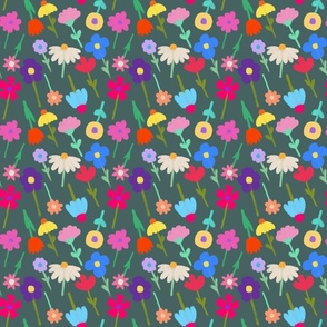 Busy pattern flowers green