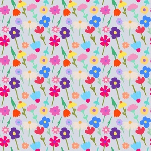 Busy pattern flowers grey