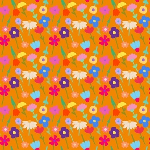 Busy pattern flowers orange