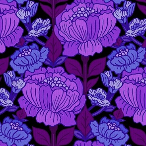 Retro Medalion Mirror Flower- Purple and indigo with purrple leafs