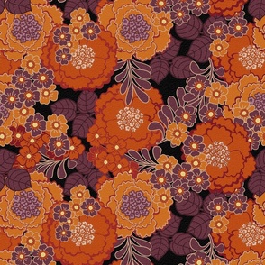 Vintage flower - Nostalgic Floral with a Vintage look in Halloween  Orange and Purple