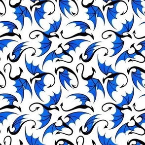 Dancing Dragons - Blue on White