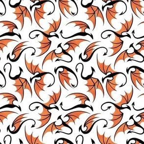 Dancing Dragons - Orange on White