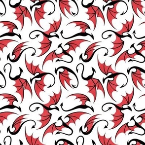 Dancing Dragons - Red on White