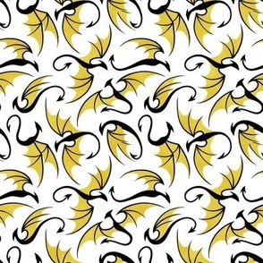 Dancing Dragons - Yellow on White