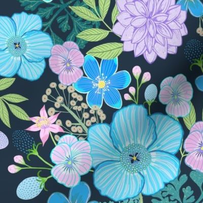 Blue Vintage florals