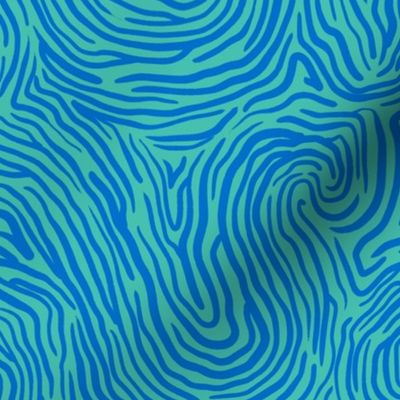 Abstract Fingerprint Lines in Vibrant Sea Green and Azure