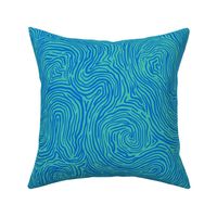 Abstract Fingerprint Lines in Vibrant Sea Green and Azure