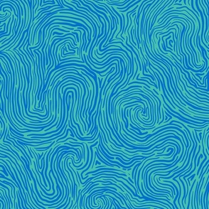 Abstract Fingerprint Lines in Vibrant Sea Green and Azure