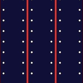 Red Stripe White Dots on Navy Wallpaper