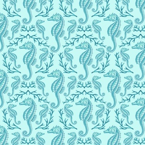 Blue Seahorse and Coral