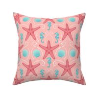 Starfish Seahorse Seashells - Multicolor Light Pink