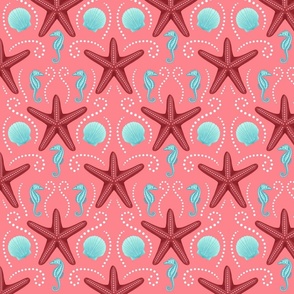 Starfish Seahorse Seashells - Multicolor Pink