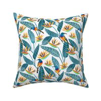  Sunbird and Strelitzia Spotting - Teal Leaves - Small Scale