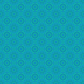 Blue Green Roped Flower Tiles 