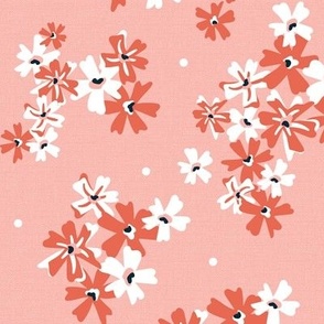 Garden Breeze Floral Pink and Red Large Scale