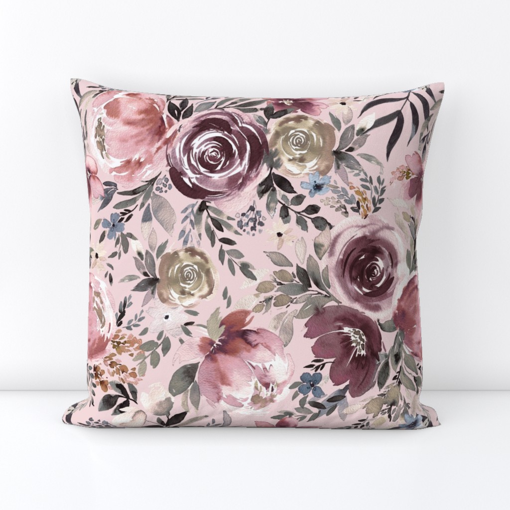Moody Floral - Victorian floral Peony rose bouquet Watercolor Floral Mom Blush Pink Medium Retro