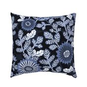 Victorian Floral- Vintage Japanese Garden- Indigo Blue- Extra Large- Navy Blue- Denim Blue-Bohemian Kimono- Wallpaper- Home Decor-