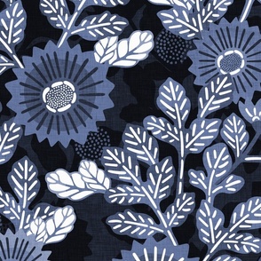 Victorian Floral- Vintage Japanese Garden- Indigo Blue- Extra Large- Navy Blue- Denim Blue-Bohemian Kimono- Wallpaper- Home Decor-