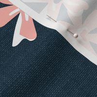 Garden Breeze Floral Navy Blue and Pink Large Scale