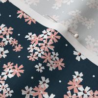 Garden Breeze Floral Navy Blue and Pink Small Scale