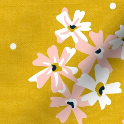 Garden Breeze Floral Yellow and Pink Large Scale