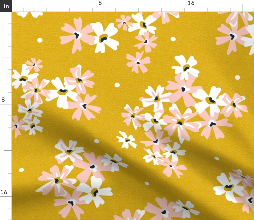 Garden Breeze Floral Yellow and Pink Large Scale