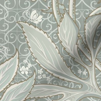 (M/not textured) v.1 Victorian Lace Hellebore / Victorian-Era Floral / Arts and Crafts Style / medium scale / see other scales in collections