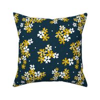 Garden Breeze Floral Navy Blue and Yellow Regular Scale