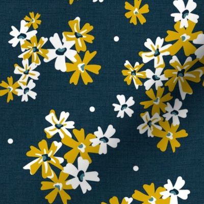 Garden Breeze Floral Navy Blue and Yellow Regular Scale