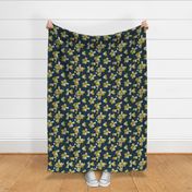 Garden Breeze Floral Navy Blue and Yellow Regular Scale