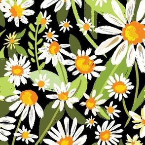 Pocketful of Daisies on Black - Large Scale