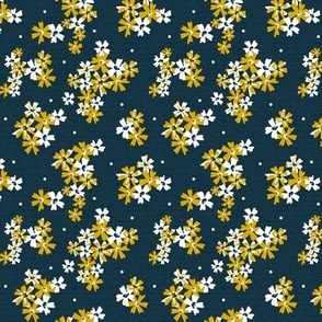 Garden Breeze Floral Navy Blue and Yellow Small Scale