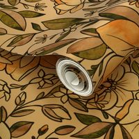 A Vintagey Botanical Floral - in neutral earth tones 