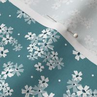 Garden Breeze Floral Teal Blue Small Scale