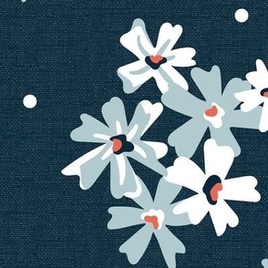 Garden Breeze Floral Navy Blue and Light Blue Large Scale